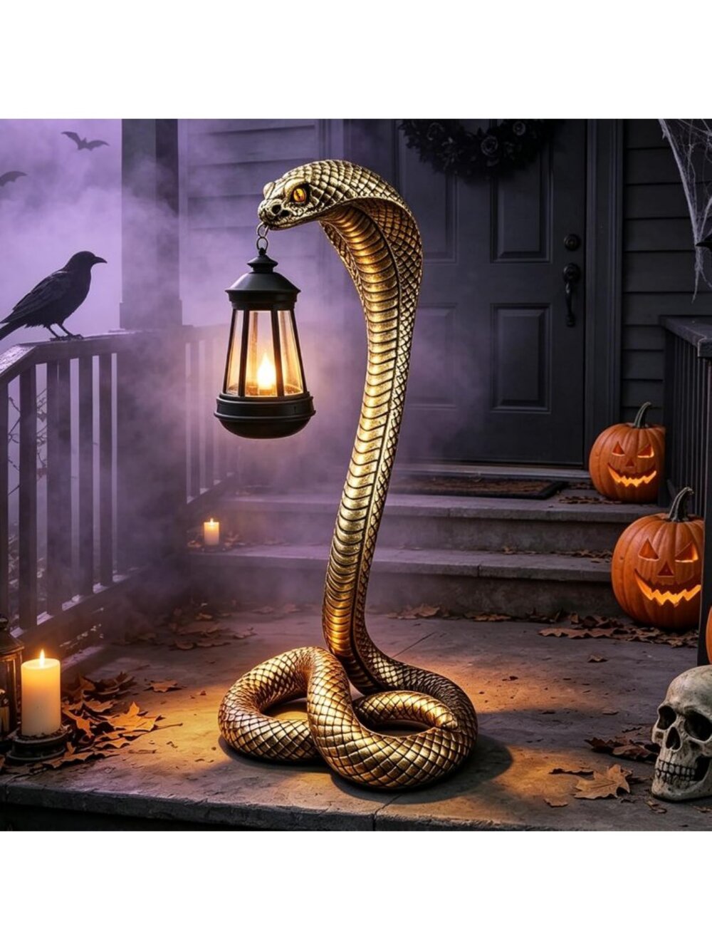 19.89'' Solar Snake Garden Statue - Scary Halloween Decor for Yard, Patio